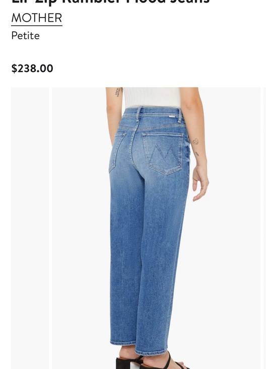 MOTHER Denim - MOTHER Lil’ rambler zip flood jeans Petite High-Rise Straight Jeans in Blue